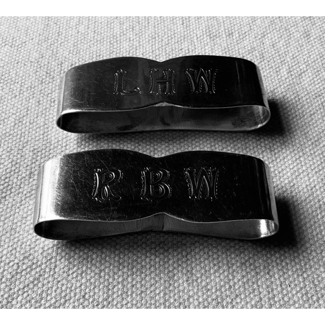 Mid-20th Century Sanborns Mexico Sterling Silver Napkin Rings — Engraved Monograms "l.h.w." & "r.b.w.", Nantucket Estate, - a Pair For Sale - Image 12 of 14