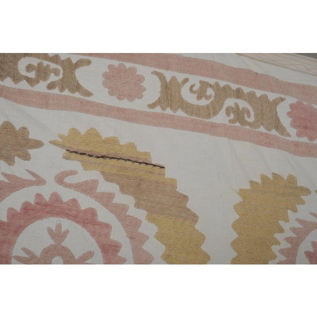 Pastel Suzani Wall Hanging - Tribal Bedspread For Sale - Image 11 of 12