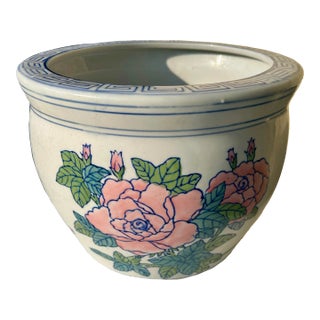 Vintage Floral Chinese Planter For Sale