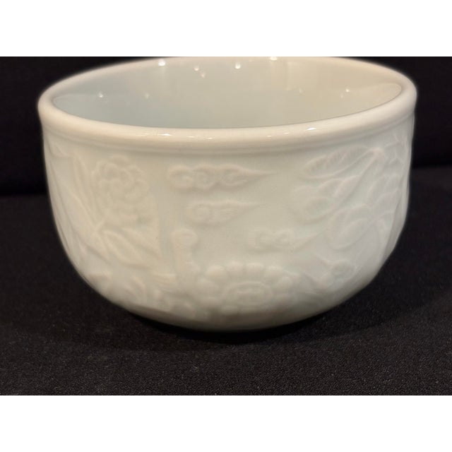 Late 20th Century Celadon Porcelain Bowls With Wildlife and Floral Raised Relief Motifs - A Pair For Sale In Atlanta - Image 6 of 10