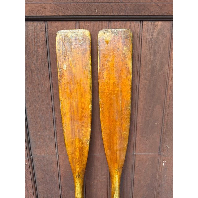 Vintage Two-Piece Wooden Canoe Oars – Pair of Antique Sectional Boat Paddles – Rustic Lake House & Coastal Wall Decor For Sale - Image 10 of 17