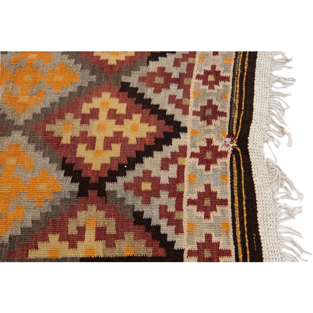 1960s Vintage Turkish Kilim Orange Handmade Tribal Wool Runner For Sale In New York - Image 6 of 10