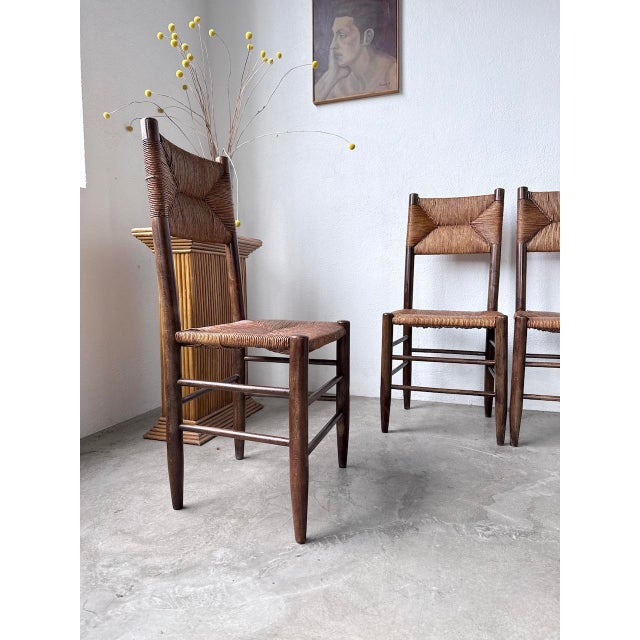 Straw and Oak Chairs from Beauche Perriand, 1950s, Set of 6 For Sale - Image 14 of 18