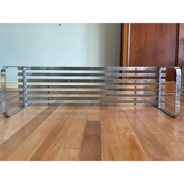 Mid-Century Modern Vintage Milo Baughman Chrome Slatted Coffee Table Bench for Dia For Sale - Image 3 of 12