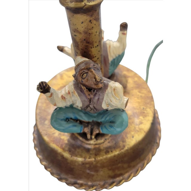 1990s Vintage Chelsea House Palm Tree Monkey Tortoiseshell Table Lamp For Sale - Image 5 of 7