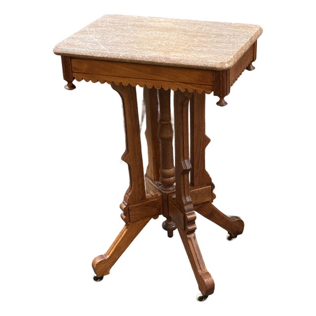 Victorian Eastlake Walnut Wood Parlor Table For Sale