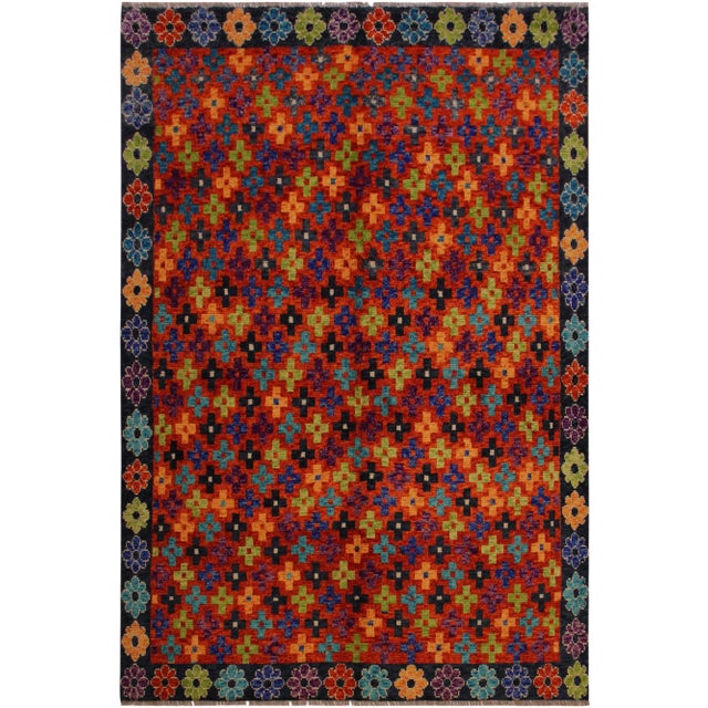 1990s 1990s Southwestern Rust/Gray Wool Rug - 5'6 X 7'9 For Sale
