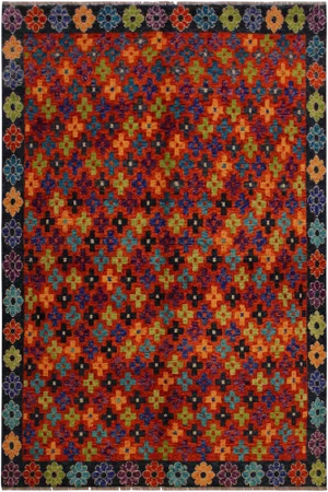 1990s 1990s Southwestern Rust/Gray Wool Rug - 5'6 X 7'9