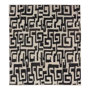 Black and Ivory Abstract Modern Casual Rug by Keivan Woven Arts 8'3 X 9'7