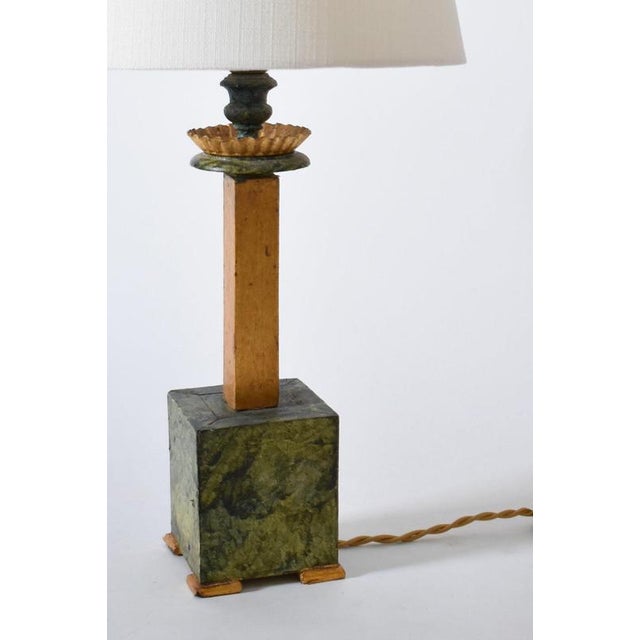 1940s Trompe l'Oeil Lamps in Wood and Marble, 1940s, Set of 2 For Sale - Image 5 of 6