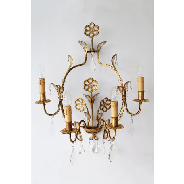 Large Regency Style Florentine 4-Bulb Wall Light Lamp, Italy, 1970s For Sale - Image 11 of 11