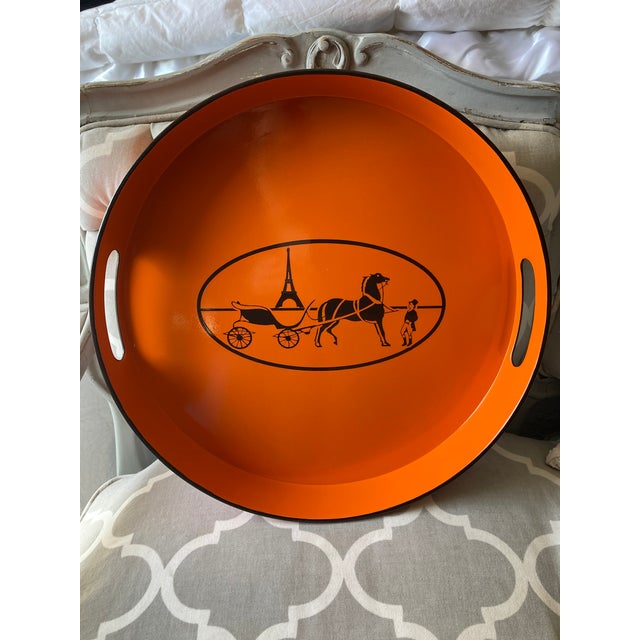 Not Yet Made - Made To Order Orange Lacquered Hermes Inspired Bar Tray For Sale - Image 5 of 18