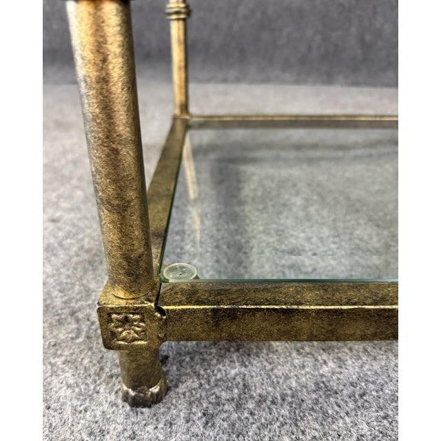 Metal Late 20th Century Petite Metal and Glass Side Table With Paw Feet For Sale - Image 7 of 8