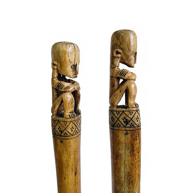 Hand-Carved Wooden Batons, Suar Wood, Borneo, Late 20th Century For Sale - Image 12 of 14