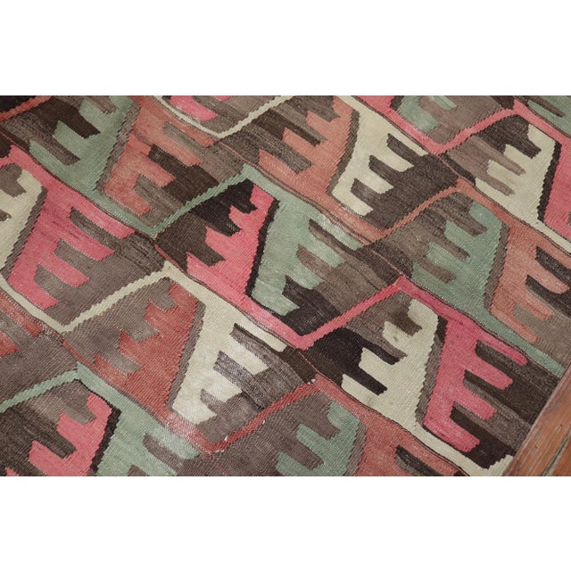 Mid 20th Century Vintage Blush Pink Turkish Kilim - 6'7" x 11'3" For Sale - Image 5 of 9