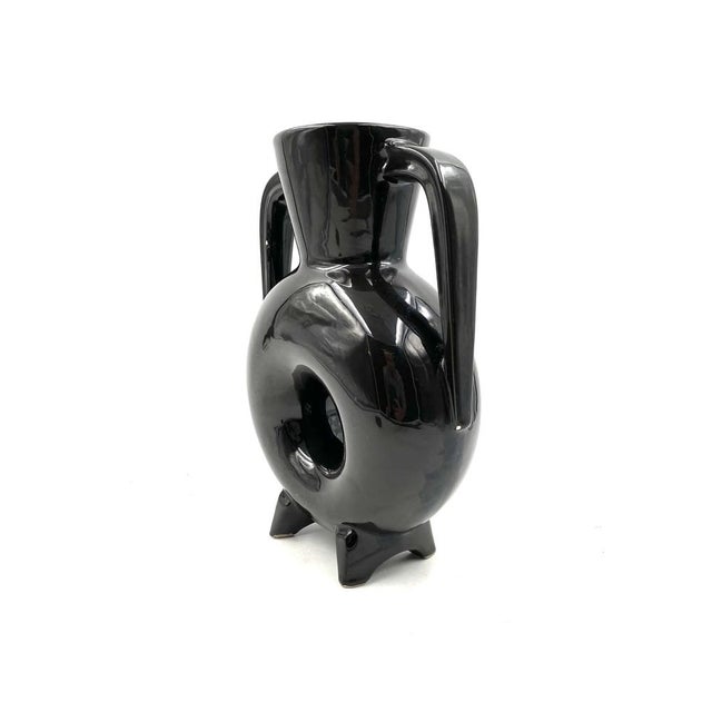 Modern Organic Black Ceramic Vase, France, 1970s For Sale - Image 3 of 18