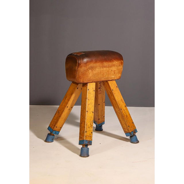 1950s Gymnastic Leather Pommel Horse, Former Czechoslovakia, 1950s For Sale - Image 5 of 6