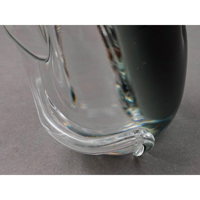 Black Mid 20th Century V Nason Italy Sommerso SmokeArt Glass Seated Cat Figurine Sculpture For Sale - Image 8 of 8