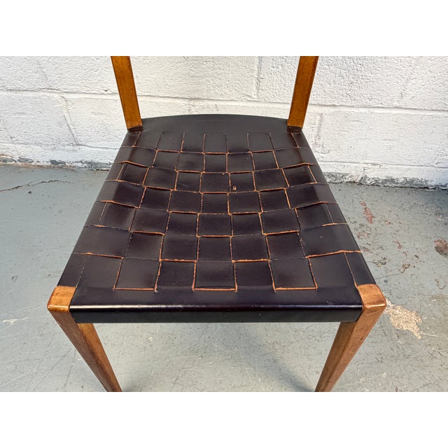 Mid 20th Century Attributed to Paul McCobb for Directional Irwin Collection Woven Leather Dinning Chairs For Sale - Image 13 of 14