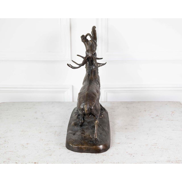 Large Bronze Animal Group – Rutting Stag – Late 19th Century. For Sale - Image 10 of 12