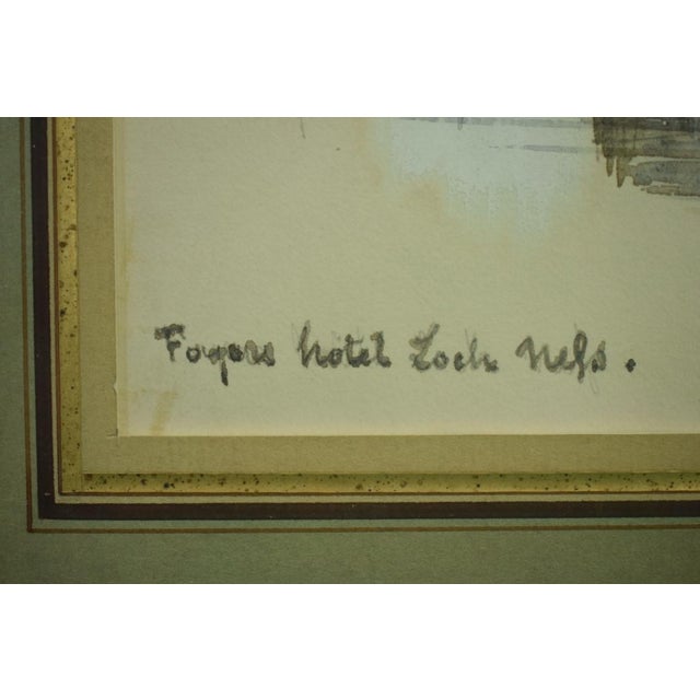 Traditional Mid 20th Century Foyers Hotel Loch Ness Scottish Watercolour For Sale - Image 3 of 5