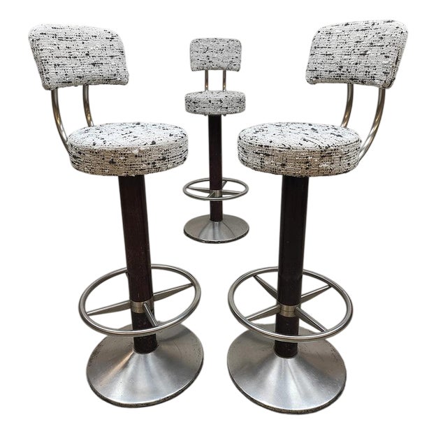 Italian Bar Stools in Bouclé from Pedrali, 1970s, Set of 3 For Sale