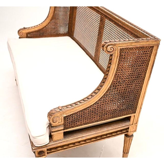 Cream Antique French Carved Gilt Wood Settee, 1890 For Sale - Image 8 of 15