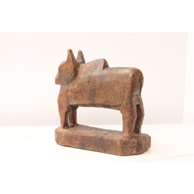 Chinese Vintage Carved Wooden Nadi Bull Figure For Sale - Image 3 of 8