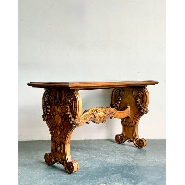 Vintage Boho Carved Burl Wood Console Table For Sale - Image 10 of 10