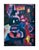 Bright, small abstract expressionist painting of train and town at night by Tom Hamil (American, b. 1928). Signed upper...