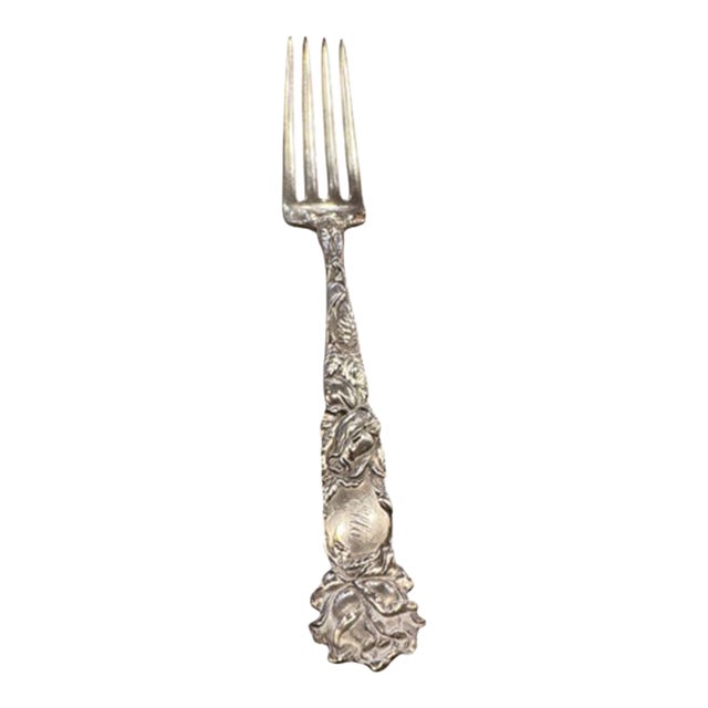 Antique Alvin Sterling Silver "Bridal Rose" Dinner Fork. 7.5" Long. Monogram "Ella" For Sale