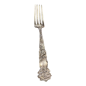 Antique Alvin Sterling Silver "Bridal Rose" Dinner Fork. 7.5" Long. Monogram "Ella"