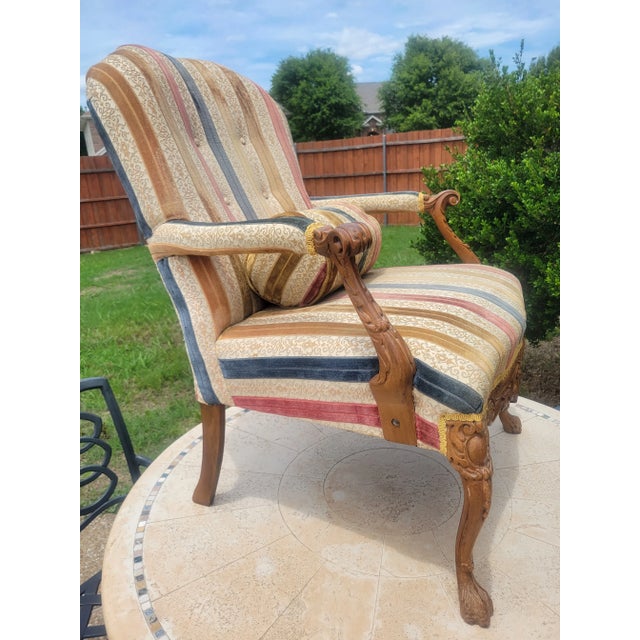 Late 20th Century Vintage Striped Accent Chair For Sale - Image 10 of 11