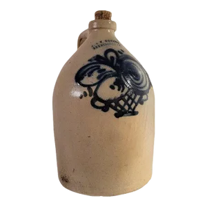 19th Century J&e Norton Glazed Crock With Original Cork