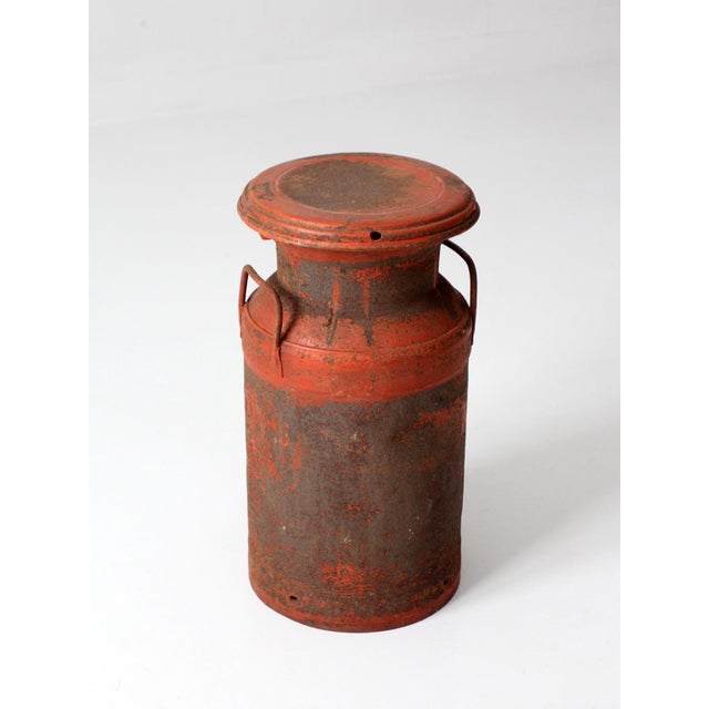 Vintage Farmhouse Red Milk Can For Sale - Image 4 of 17
