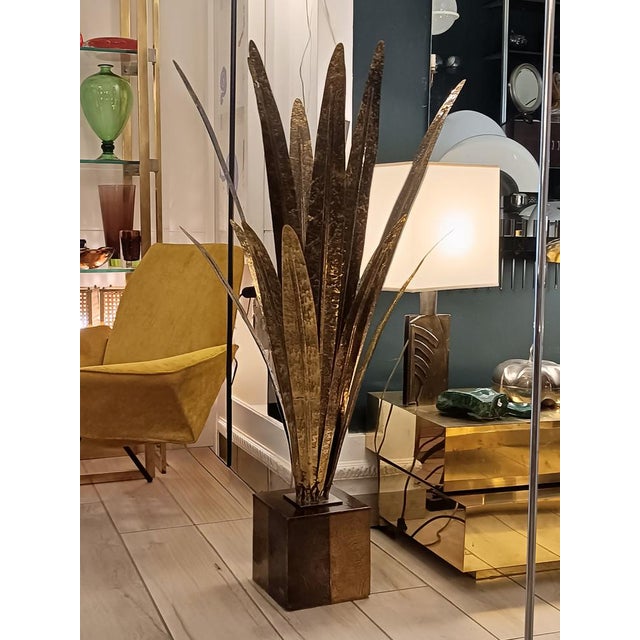1960s Gilt Palm Table or Floor Lamp in the style of Tommaso Barbi, Italy, 1960s For Sale - Image 5 of 8