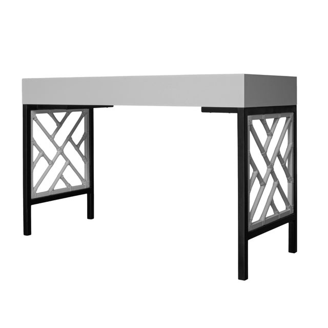 Chippendale Writing Desk - Light Gray For Sale In West Palm - Image 6 of 9