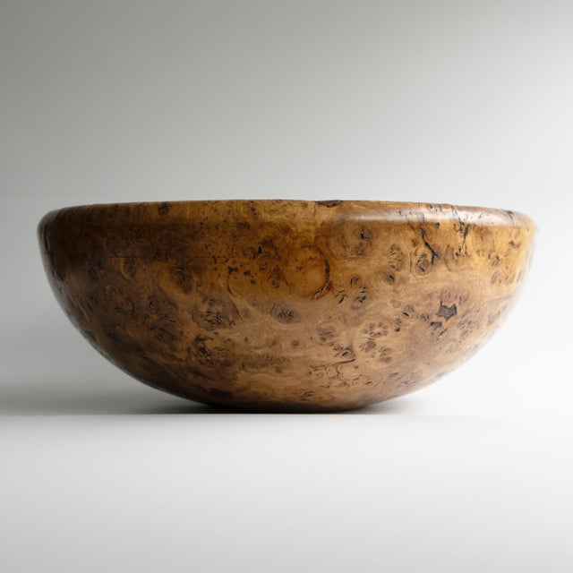 Rustic European Large Vintage Turned Burl Oak Bowl, Table Centrepiece, Mid 20th Century For Sale - Image 3 of 14