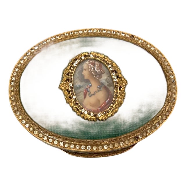 C1860 French Louis XVI Bronze Enamel Jewelry Box - 1 Pc For Sale