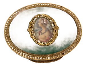 C1860 French Louis XVI Bronze Enamel Jewelry Box - 1 Pc