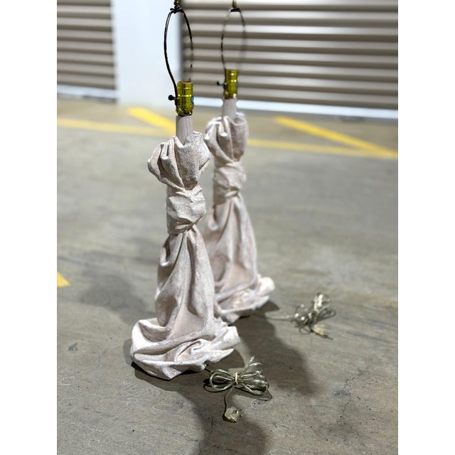 John Dickinson 1970s Drapped Knotted Table Lamps After John Dickinson For Sale - Image 4 of 16