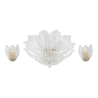 1970s Taormina Murano Ceiling Light and Murano Glass Wall Light - Set of 3 For Sale