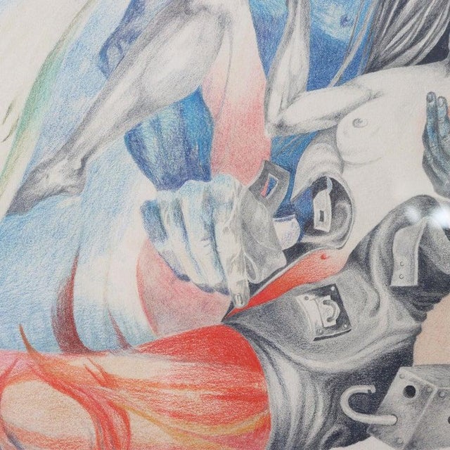 Vintage Surrealist Colored Pencil Drawing “The Annunciation" by Guenther C1966 For Sale - Image 6 of 10