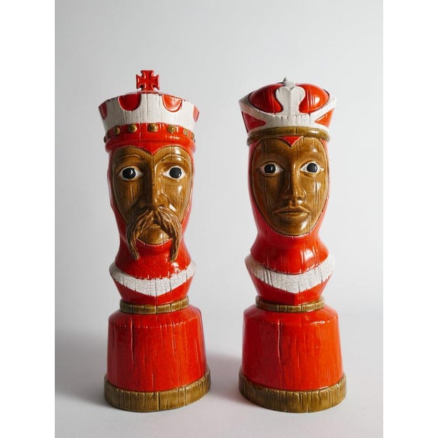 Mid 20th Century Italian Ceramic King and Queen Chess Piece Sculptures by Bitossi, 1960s, Set of 2 For Sale - Image 5 of 18