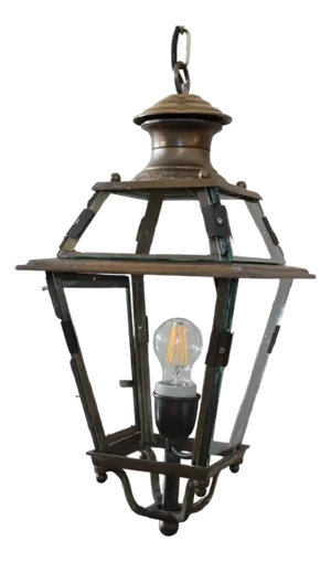 Vintage Brass and Glass Lantern, 1980s