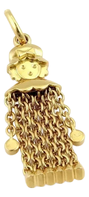 Pomellato Dangling Girl Flex Chain 18k Yellow Gold Charm Pendant