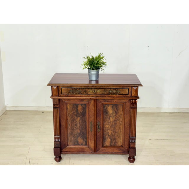 Antique Gründerzeit Vertiko Chest of Drawers in Walnut Veneer with Brass Fittings, Late 19th Century For Sale - Image 12 of 12