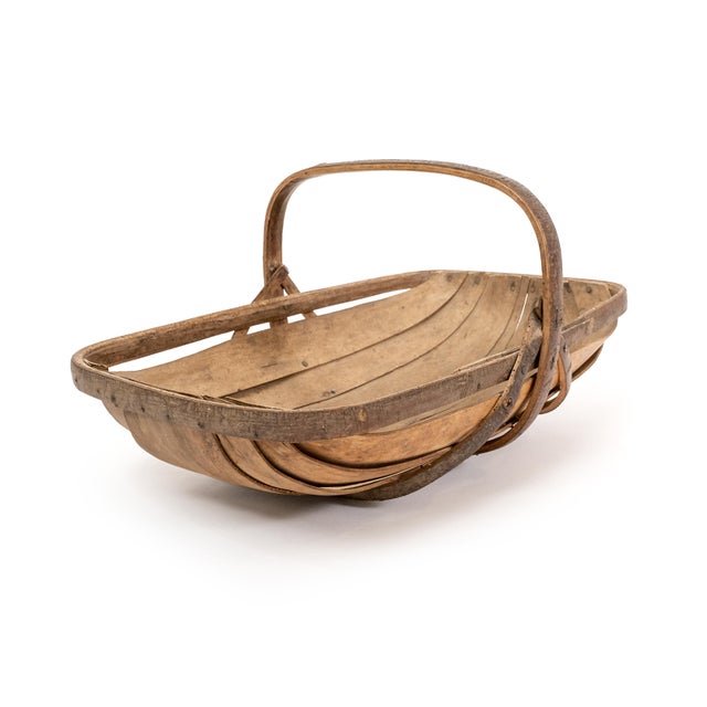 Antique English Splint Gathering Basket For Sale - Image 4 of 9