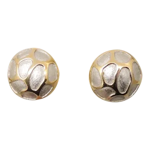 Vintage Signed Crown Trifari Round Domed Animal Print Clip Earrings - 2 Pieces
