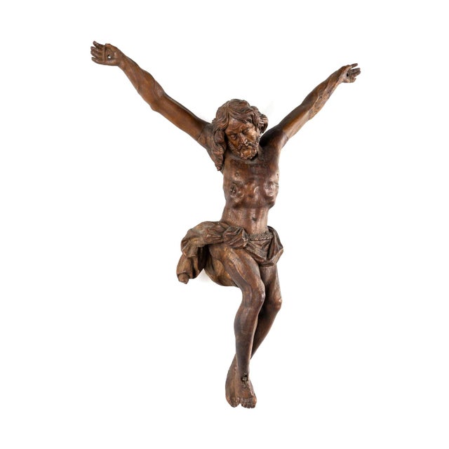 Baroque Primitive Wooden 17th Century Baroque Flemish Corpus of Christ For Sale - Image 3 of 7